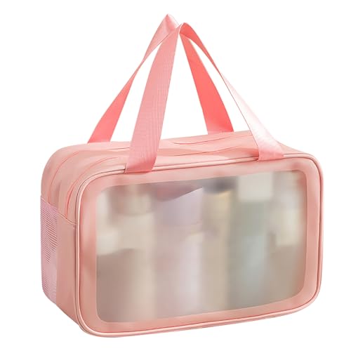 Doppelschichtige wasserdichte Make-up-Tasche, Tragbar mit Erhöhter Kapazität, Nass-Trocken-Trenn-Kulturbeutel für Reisen (PINK) von Haofy