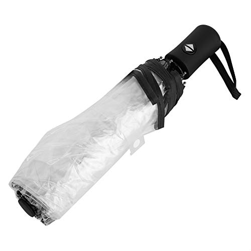 Faltbarer transparenter Regenschirm Regenschirme Tragbarer dreifach gefalteter Damenmode-Regenschirm Clear Bubble Canopy(Schwarz) von Haofy