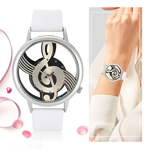 Haofy 2Colors Quartz Analog Paar Uhr mit Musikalischem Notiz -Zifferblatt für Liebhaber, Casual Style Arms Watch für Alle Geschlechter (White) von Haofy