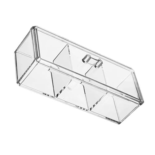 Haofy Acryl -Make -up Organizer Transparent 3 Fächer Baumwollpolster Aufbewahrungsbox mit Deckel für Schlafzimmer, Kosmetik von Haofy