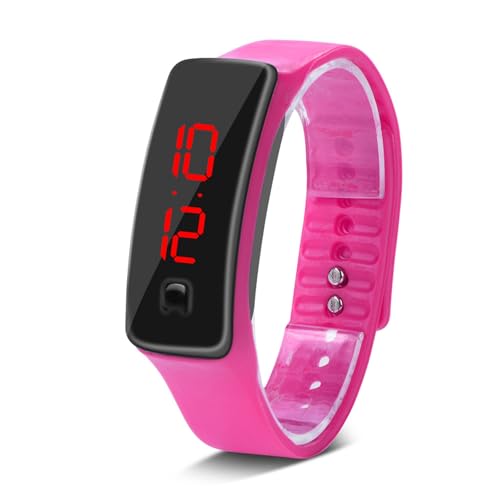 Haofy Einstellbare LED -Armbanduhr für Tägliche Verschleiß, Digitaler 12 -stündiges Elektronisches Display Uhr für Männer und Frauen (PINK) von Haofy