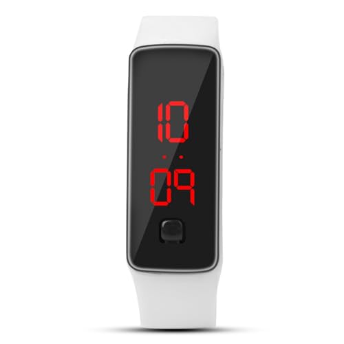 Haofy Einstellbare LED -Armbanduhr für Tägliche Verschleiß, Digitaler 12 -stündiges Elektronisches Display Uhr für Männer und Frauen (White) von Haofy