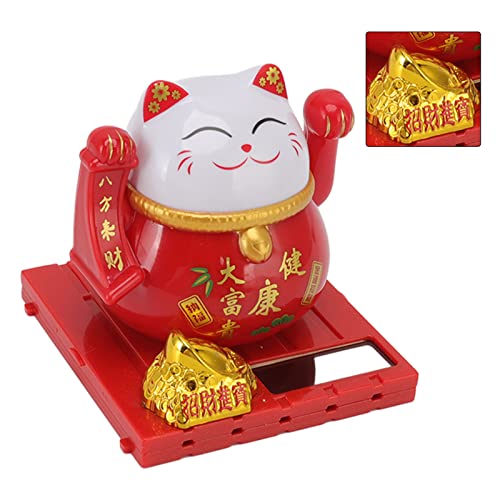 Haofy Glückliche Winkende Katze, Solarenergie, Winkende Katze, Ornament, Reichtum, Einladend, Glückliche Katze, Maskottchen, Statue, Zuhause, Auto, Dekoration von Haofy