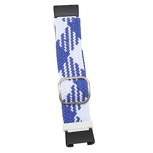 Haofy Nylon-Sportuhrenarmband, Atmungsaktiver, Elastischer Legierungsanschluss, Weiche, Größenverstellbare Smartwatch-Armband für Männer und Frauen für das Fitnessstudio (Blau Weiss) von Haofy