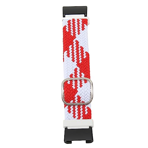 Haofy Nylon-Sportuhrenarmband, Atmungsaktiver, Elastischer Legierungsanschluss, Weiche, Größenverstellbare Smartwatch-Armband für Männer und Frauen für das Fitnessstudio (rot und weiß) von Haofy