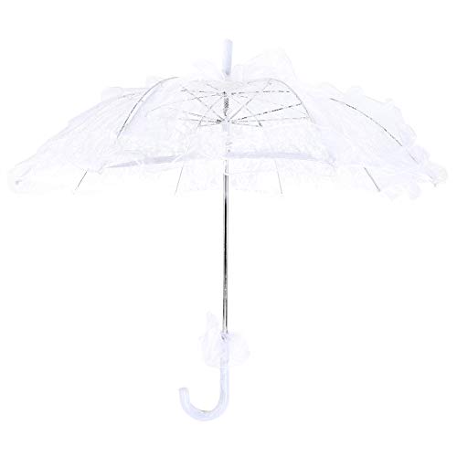Haofy Spitze Regenschirm Brautschirm Sonnenschirm Vintage Braut Spitze Baumwolle Regenschirm für Hochzeitsfeiern Tanzen Fotografie Prop(Weiß) von Haofy