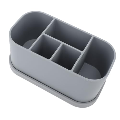 Haofy Stilvoller Silikon Zahnbürstenhalter Starker Saugnapfbad Badezimmerarbeitsplatte Organizer für Paare (Grey) von Haofy