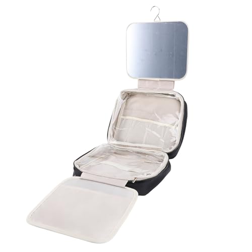 Haofy Touley Travel Make -up -Organizer Häkelbeutel mit Hoher Kapazität, um Make up Getriebe, Tragbarer Kosmetischer Organisator für eine Geschäftsreise (Black) von Haofy