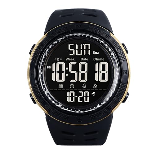 Haofy Wasserfeste Männer Digital Sports Uhr LED Multifunktional Stoppuhr Alarm Outdoor Nacht Licht Elektronische Uhr für Männer Harz Schwarz von Haofy