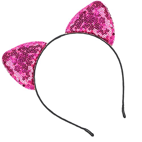 Kitty-Ohr-Stirnband, Pailletten-Haarreifen für Damen, Weihnachtsfeier, Haardekoration (geeignet für den Alltag, Hochzeiten) (Rot) von Haofy