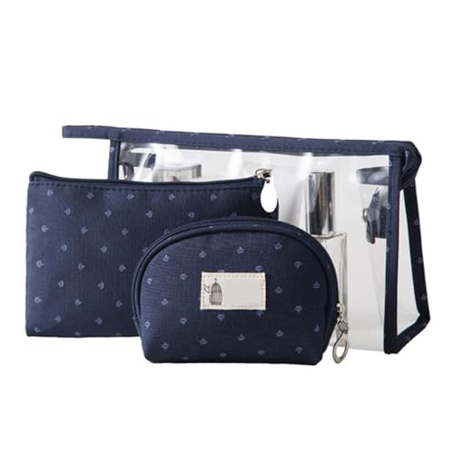 Niedliche, Kristallklare Kosmetiktaschen, Reise-Kulturbeutel, Make-up-Taschen, Tragbare Aufbewahrungstasche für Pinsel-Set, wasserdichte Cartoon-Organisation (Navy blau) von Haofy