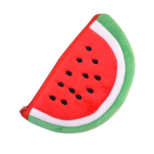 Niedliche Wassermelonen-Wechseltasche, Weiche Plüsch-Mini-Geldbörse für Lippenstifte, Ohrhörer und Datenkabel von Haofy