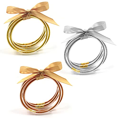 Haohai 15 Stück Jelly Armband für Partys, Bowknot Jelly Armreif Armbänder Set, Glitzer Party Armreifen, Geschenke für Frauen und Mädchen, für Partys, Geburtstag, Weihnachten von Haohai