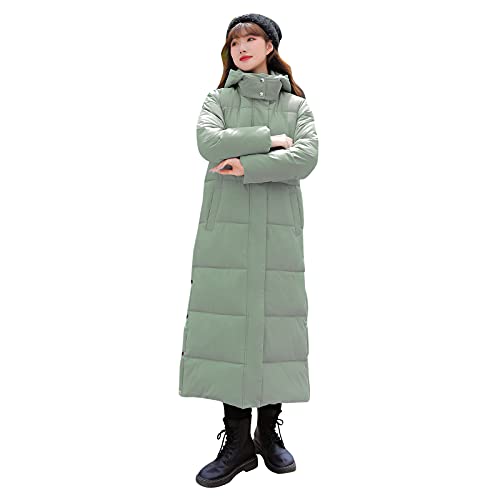 Haohon Wintermantel Damen Lang mit Kapuze Winterjacke Lange Daunenmantel Winter Warm Mantel Langer Steppmantel Daunen Damen Puffer Jacke Mantel Winterjacken Beige Grün Schwarz Weiß Größe L-3XL von Haohon