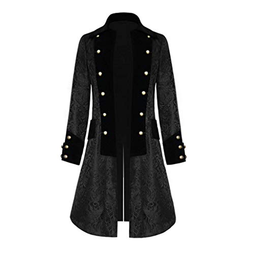 Herren Gothic Steampunk Frack Mantel Männer Mittelalter Viktorianischen Vintage Jacke Uniform Lange Smoking Für Karneval Fasching Halloween Kostüm Party Cosplay Verkleidung von Haohon