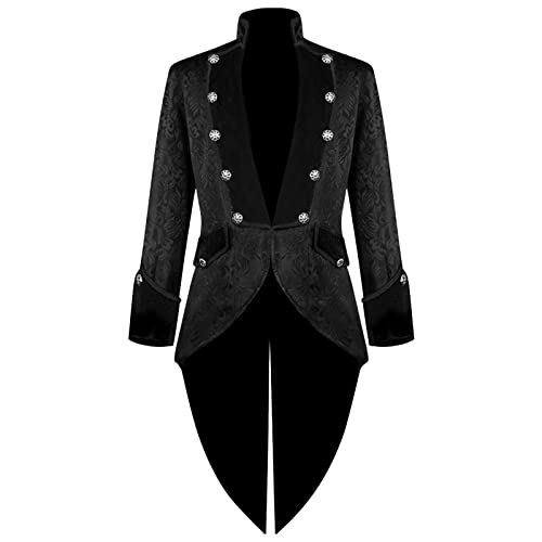 Herren Steampunk Mantel Gothic Cosplay Frack Viktorianische Langarm Kostüme Männer Karneval Jacke von Haohon