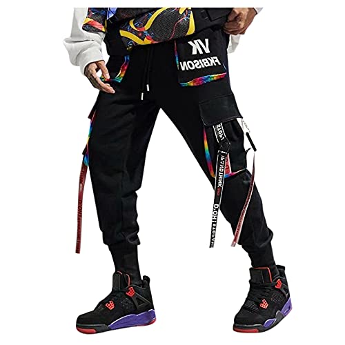 Hosen Herren Hip Hop Schwarz Freizeithose Cargohose Jogginghose Arbeit Kampf mit Mehrere Taschen Jogger Hosen Streetwear Trainingshose Modern Motorradhose Y2K Style Outdoor Hosen für Herren von Haohon