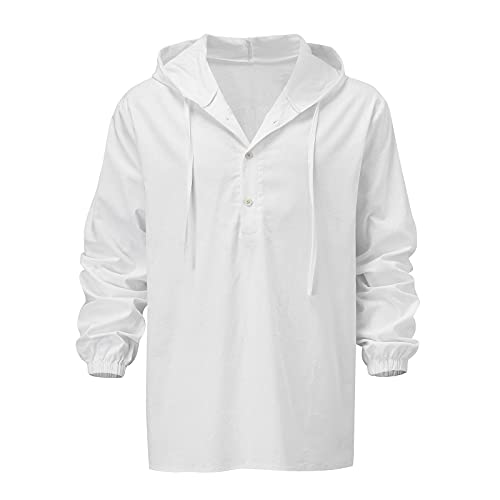 Leinenhemd Herren Langarm Sommer mit Kapuzen Langarm/Kurzarm Hemden Freizeithemd Businesshemd Sommerhemd Herren Regular Fit Men Shirts Sommer Basic Shirt Strandhemd Shirts für Männer von Haohon