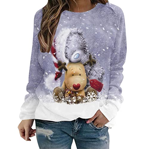 Weihnachtspullover Damen WeiÃŸ Weihnachten Pullover Katze Alkohol Weihnachspullis XXL mit Glitzer Fleece Christmas Sweater Damen Weihnachts Tshirt Sweatshirt Xmas Pulli Shirt Weihnachts Hoodie von Haohon