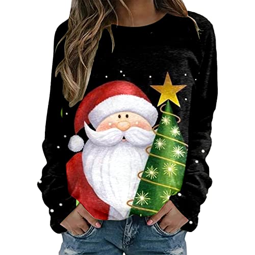 Weihnachtspullover Damen WeiÃŸ Weihnachten Pullover Katze Alkohol Weihnachspullis XXL mit Glitzer Fleece Christmas Sweater Damen Weihnachts Tshirt Sweatshirt Xmas Pulli Shirt Weihnachts Hoodie von Haohon