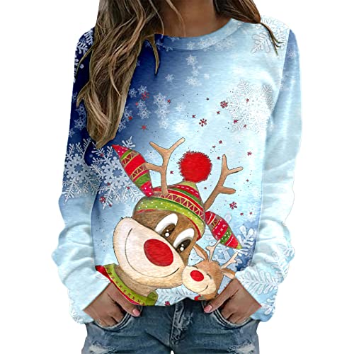 Weihnachtspullover Damen Weiß Weihnachten Pullover Katze Alkohol Weihnachspullis XXL mit Glitzer Fleece Christmas Sweater Damen Weihnachts Tshirt Sweatshirt Xmas Pulli Shirt Weihnachts Hoodie von Haohon