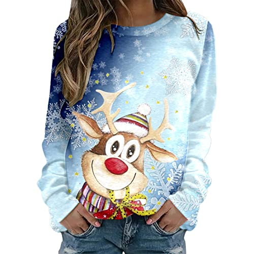 Weihnachtspullover Damen Weiß Weihnachten Pullover Katze Alkohol Weihnachspullis XXL mit Glitzer Fleece Christmas Sweater Damen Weihnachts Tshirt Sweatshirt Xmas Pulli Shirt Weihnachts Hoodie von Haohon