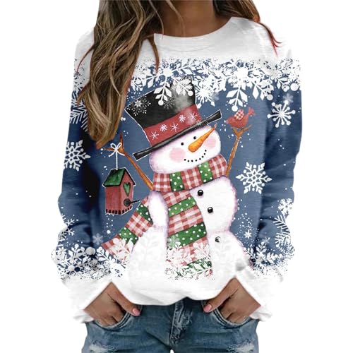 Weihnachtspullover Damen Weiß Weihnachten Pullover Katze Alkohol Weihnachspullis XXL mit Glitzer Fleece Christmas Sweater Damen Weihnachts Tshirt Sweatshirt Xmas Pulli Shirt Weihnachts von Haohon