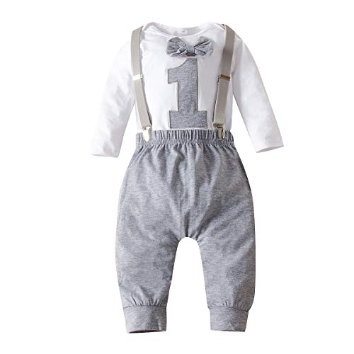 Haokaini Baby Erste Geburtstagskleidung Junge Fliege Strampler Bodysuit Kuchen Zerschlagen Outfits von Haokaini