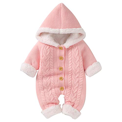 Haokaini Neugeborene Baby Kapuze Strick Strampler Fleece Pullover Wärmer Schneeanzug Overall Overalls Onesies Baby Winter Oberbekleidung für Jungen Mädchen von Haokaini