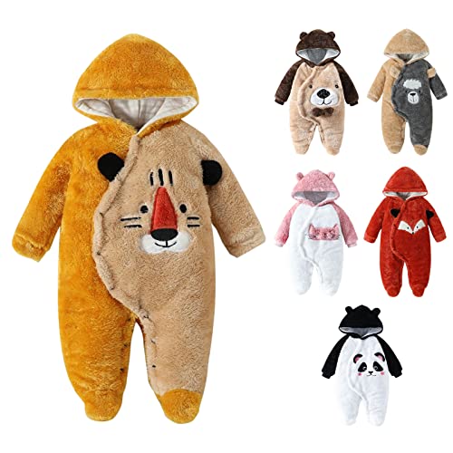 Haokaini Neugeborenes Baby Cartoon Ohr Hooded Fleece Jumpsuit Säugling Tiere Footies Einteiler Strampler Wärmer Flanell Schneeanzug von Haokaini