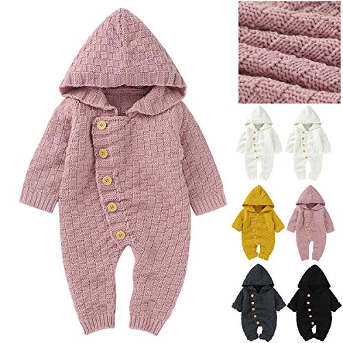 Haokaini Baby Neugeborenen Kapuze Strickoverall Kleinkind Langarm Strampler für 3-24M Babys von Haokaini