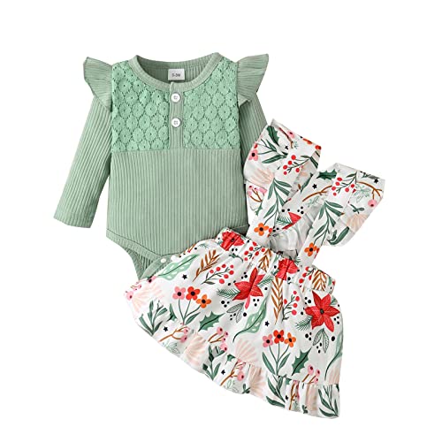 Haokaini Neugeborenes Baby Mädchen Floral Hosenträger Rock Outfits Ruffle Langarm Spitze Strampler Top mit Stirnband Overall Kleid Kleidung Set Haokaini Neugeborenes Baby Mädchen Floral Hosenträger Rock Outfits Ruffle Langarm Spitze Strampler Top mit Stirnband Overall Kleid Kleidung Set von Haokaini