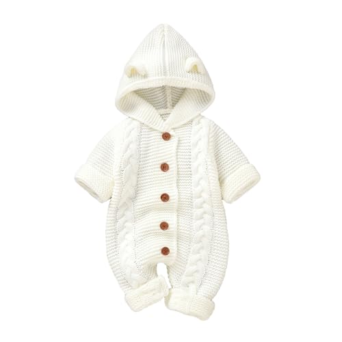 Haokaini Neugeborenes Unisex Baby Jungen Mädchen mit Kapuze gestrickt Strampler Jumpsuit Strampler Pullover Winter Warm Schneeanzug Outfits von Haokaini