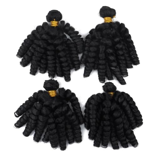 Haolocs 4pcs/Lot Saniya Curl Haar Weben 18 Zoll Femi Welle Schuss Haar Kurze Lockige Häkelgeflechte Natürliche und Weiche Bouncy Twist Schuss Haar 10 Stränge/Stück Für Frauen (Black) von Haolocs