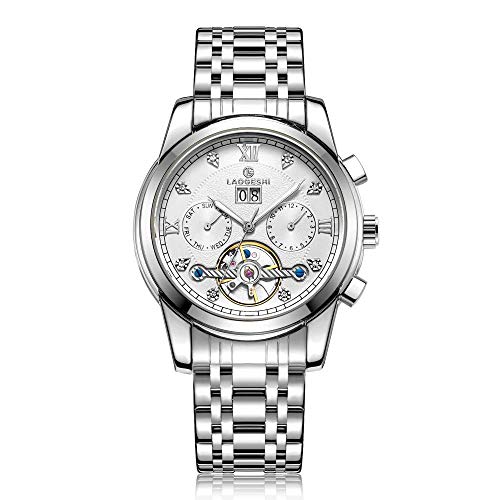 Armbanduhren,Herren Tourbillon Uhrenkalender Automatic Mechanical Watch, Natural White Face von Haonb
