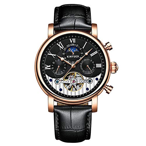 Armbanduhren,Kinyued Automatic Watch Moon Phase Mechanische Uhren Skeleton Wasserdicht, C von Haonb