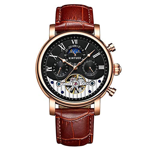 Armbanduhren,Kinyued Automatic Watch Moon Phase Mechanische Uhren Skeleton Wasserdicht, E von Haonb