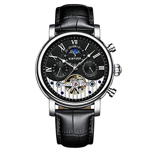 Armbanduhren,Kinyued Automatikuhr Mondphase Mechanische Uhren Skelett Wasserdicht, D von Haonb