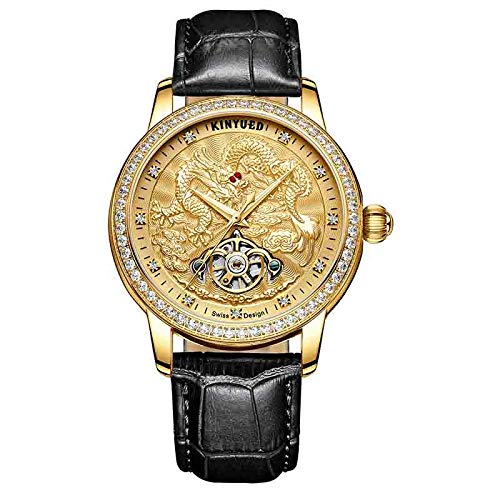 Armbanduhren,Kinyued Mechanische Uhren Automatik Tourbillion Skeleton Watch Edelstahl Wasserdicht, F von Haonb