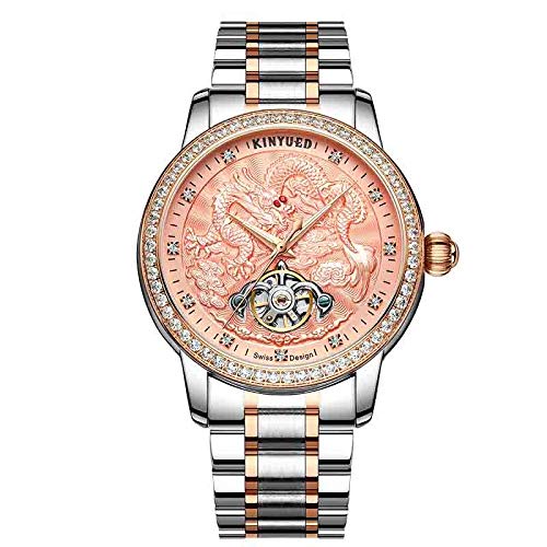 Armbanduhren,Kinyued Mechanische Uhren Automatik Tourbillion Skeleton Watch Edelstahl Wasserdicht, G von Haonb