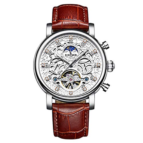 Armbanduhren,Kinyued Skeleton Automatikuhr Sun Moon Phase Waterproof Herren Tourbillon Mechanische Uhren, B von Haonb