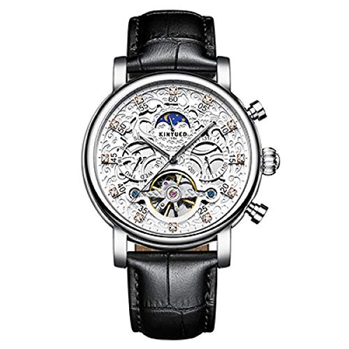 Armbanduhren,Kinyued Skeleton Automatikuhr Sun Moon Phase Waterproof Herren Tourbillon Mechanische Uhren, C von Haonb