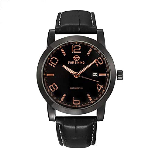 Herrenuhren,Herren Automatik Mechanikuhr Ledergürtel Business Watch A694 Schwarz von Haonb