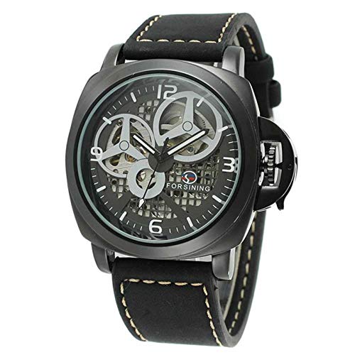 Herrenuhren,Herren Business Gürtel Casual Automatic Mechanical Watch Schwarz von Haonb