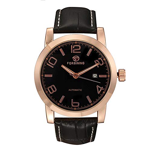Herrenuhren,Man's Automatic Mechanical Watch Ledergürtel Business Watch A694 Goldschwarz von Haonb