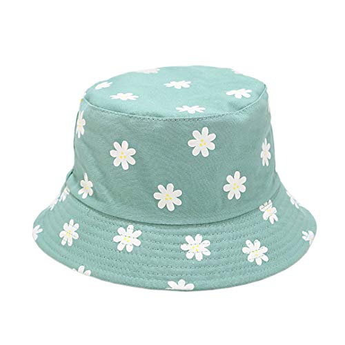 Haoohu Mehrfarbiger Fischerhut für Damen, Herren, Mädchen, Frosch, Fischerhut, Strand, Sonnenhut für Outdoor-Reisen, 1 grüne Blume, Einheitsgröße von Haoohu