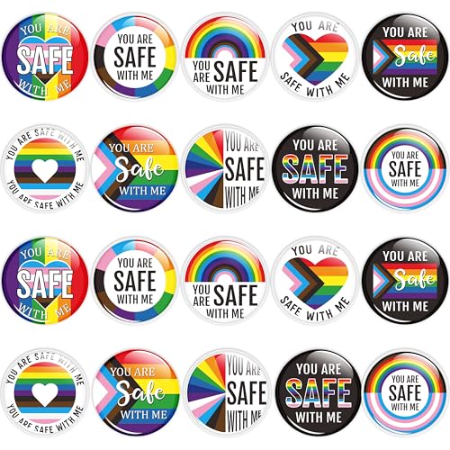 Haooryx Pride Button Pins Bulk – 40 Stück You Are Safe with Me Progress Pride Day Regenbogen-Flagge Lustige Revers Emaille Pin LGBTQ+ Unterstützung Krankenschwester Abzeichen Runde Knopf Brosche Haooryx Pride Button Pins Bulk – 40 Stück You Are Safe with Me Progress Pride Day Regenbogen-Flagge Lustige Revers Emaille Pin LGBTQ+ Unterstützung Krankenschwester Abzeichen Runde Knopf Brosche von Haooryx