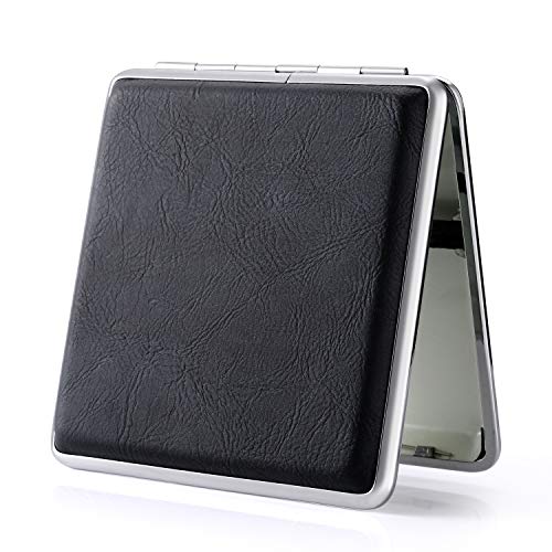 Leder Zigarettenetui Metall Schwarz/braun aus hochwertigem / 20 Zigaretten - PU Leder Beige Zigarettenbox Blau für Drehzigaretten Filterzigaretten - Zigarettenzubehör rot (schwarz) von Haosell