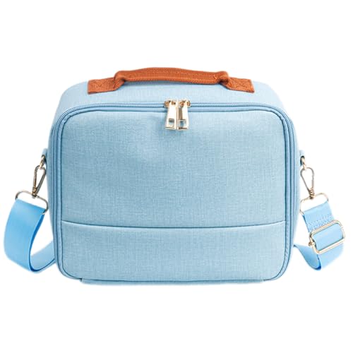Haotermai Große Make-up-Tasche mit Schultergurten, Reise-Make-up-Tasche, große Kapazität, Kulturbeutel für Kosmetik, Make-up-Pinsel, Organizer – Blau, Blau, Schriften von Haotermai