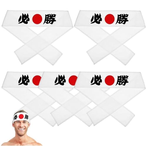 5 Stück Bushido Stirnband Im Japanischen Stil, lauftuch, Sushi-chef-stirnband, Weiß, Victory-stirnband, Herren-stirnband Für Sport von Haowul